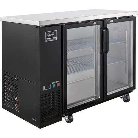 Global Industrial Nexel Back Bar Cooler, 2 Glass Doors, 13 Cu. Ft., Black 243095